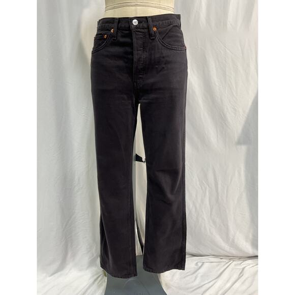 Re/Done 90S Black Polyester High Rise Loose Denim Jeans Size 26 - Picture 2 of 5